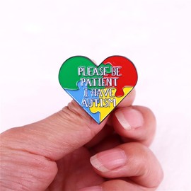 Please Be Patient I Have Autism Brooch Enamel Pin Autism Awareness Lapel Pin Heart Color Autism Support Badge Pin Metal Puzzle Rainbow Brooches Pin for Clothes Backpack Decoration