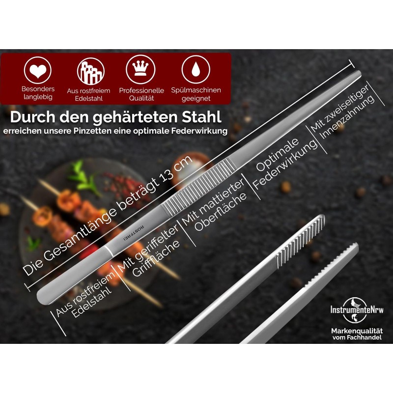 InstrumenteNRW Chef’s stainless steel meat/barbecue tongs, various lengths available., 13,0