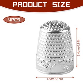 Lotsdonxia 4-Piece Metal Copper Thimbles Set – Durable Finger Protectors for Sewing, Knitting, Quilting & Embroidery | Rust-Resistant, Adjustable Fit Hand Sewing Tools (Silver)