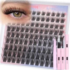 Eefofnn Natural Lash Clusters Kit Wispy Individual Lashes Kit D Curly Cluster Eyelash Extensions Kit Bond and Seal Lash Glue Tweezers Volume Eyelash Clusters Kit 8-16MM Lash Extension DIY at Home