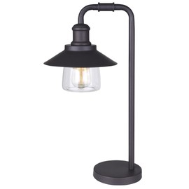Canarm Luxton Series, Model ITL465B22ORB-M - Elegant 1-Light Table Lamp, Clear Glass, Includes 60W Vintage ST64 Bulb, Easy On/Off Cord Switch, Dimensions: 9" W x 22.5" H x 12.25" D