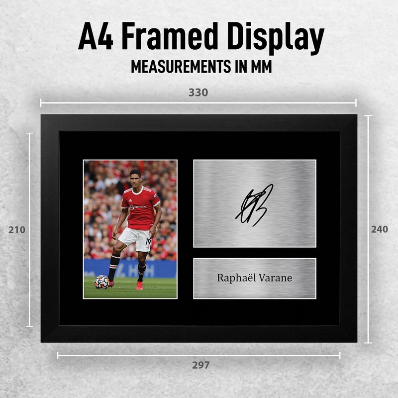 HWC Trading FR A4 Raphael Varane Signed Mounted Photo Display