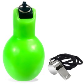 Dingfeiyu 1 x Hand Whistle with 1 x Stainless Steel Sports Whistle, Whistle for Trainer, Referee, Sports Teacher, Dog Trainer, Whistle Loud Emergency, Trainer Accessories Football (Green)