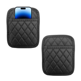 Ohleats 2 PCS Car Side Pocket Organizer, Waterproof Leather Self-Adhesive Automotive Storage Pocket Pouch, Universal Seat Gap Storage Bag for Phone Card Sunglasses, Car Accessories (Small)