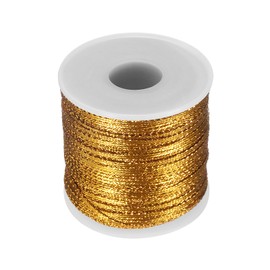 sourcing map Metallic Cord 3mm 109 Yards Metallic Ornament String Durable Tinsel Rope Thread for Crafts Gift Wrapping Christmas Decoration Hanging Tags Sewing Gift Decoration, Gold