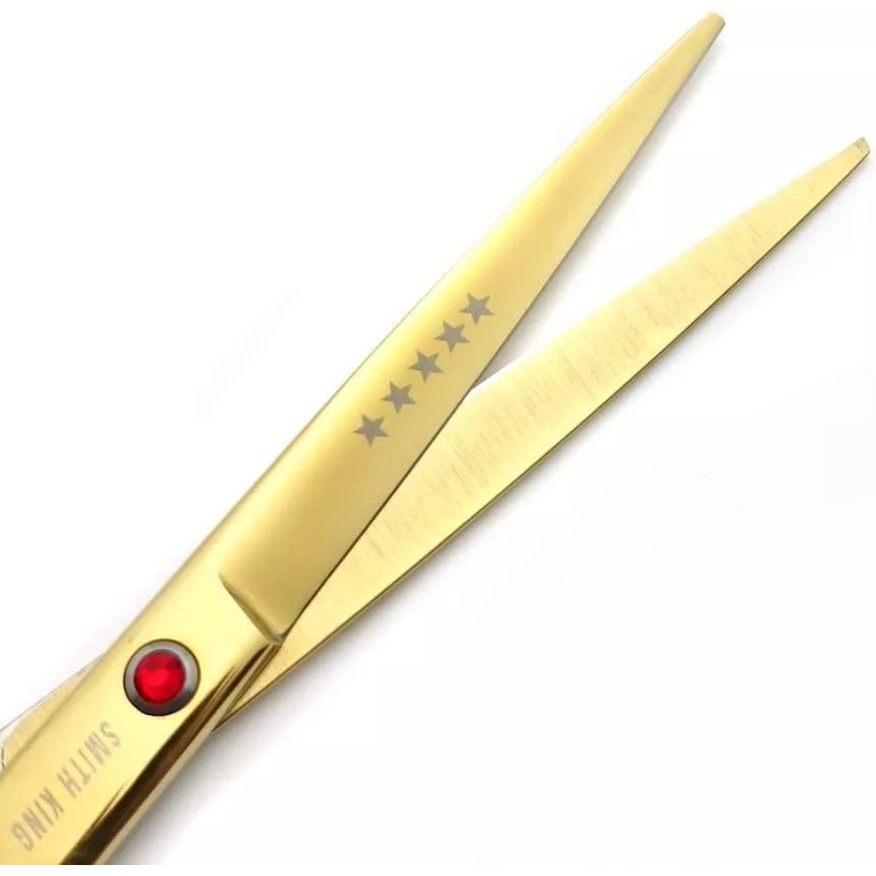 Juego Tijeras Barbero Profesionales Doradas Ergonomicas