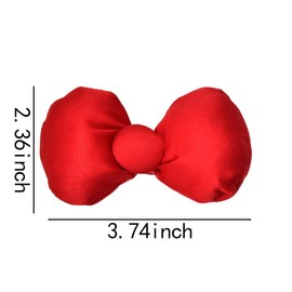 Cute Puffy Bow Hair Clips Red Hair Bows Kawaii Silk Padded Pom-Pom Bow Hair Barrettes Bow-knot Duckbilled Clips Festival Christmas Headdress Headpiece Costume Hair Accessories for Girls Women