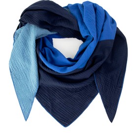 Glamexx24 Women's Scarf, Many Colours, Unisex, Triangular Shape, Extra Large Summer Scarf, Autumn Scarf, Thin Scarf, Soft, Many Colour Combinations, Lightweight Scarf, Dark blue-blue