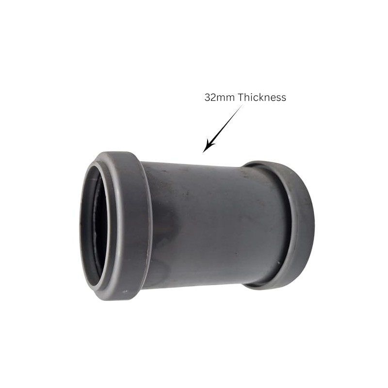 SHMOX 32mm Grey Pushfit Straight Pipe Coupler- Waste Pipe and
