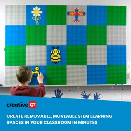 Creative QT MagPlates, Green, 4 Pack, 10"x10" Magnetic Toy Building Blocks Stackable Baseplates, Bases for Play Tables, Walls, and More, Compatible with All Major Brick Brands