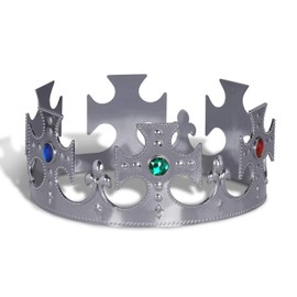 Plastic Jeweled King's Crown (silver) Party Accessory  (1 count) (1/Pkg)