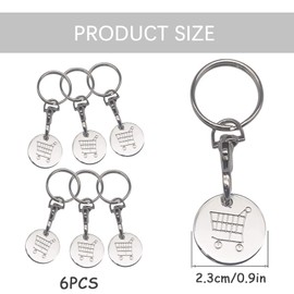 LIYANHU Trolley Tokens, 6 Pcs Trolley Keyring Shopping with Metal Clips and Rings Lobster Keyrings for Supermarket