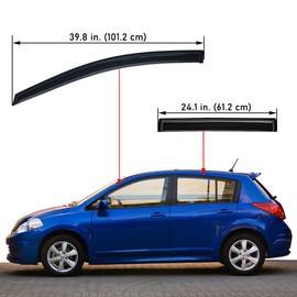 Lightronic WV94009 Outside-Mount Side Window Visor Deflector Rain Guard, Dark Smoke, 4-Pieces Set, Fits 2007-2012 Nissan Versa (Hatchback), 2007-2011 Nissan Versa (Sedan)