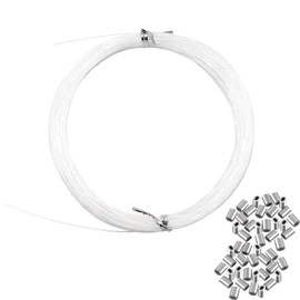 Invisible Hanging Support Up to 60lbs, 98Feet(30M) Clear Picture Wire with 40 Aluminum Crimping Sleeves, Strong Nylon Wire for Hanging Picture Frame, String Light, Christmas Decor