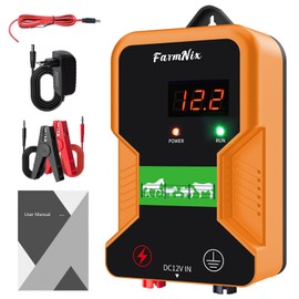 12 V Electric Fence Device with LED Display, 2J Waterproof Electric Fence 230 V for 15 km Range, LED Display Electric Fence for Protection of Livestock, Poultry, House Pasture, Gardens (Orange)