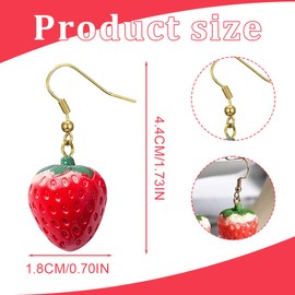EIROVYA Strawberry Earrings, Red Strawberry Earrings, Strawberry Stud Earrings, Sweet Earrings, Jewellery Gifts for Girls and Women, 1 Pair, bronze
