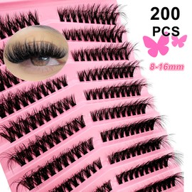Eyelash Extensions Set, 200 Pieces, Fluffy Artificial Eyelash Clusters, Lashes Extension Set, Thick Lash Clusters, Individual Eyelash Extensions (X-5K)