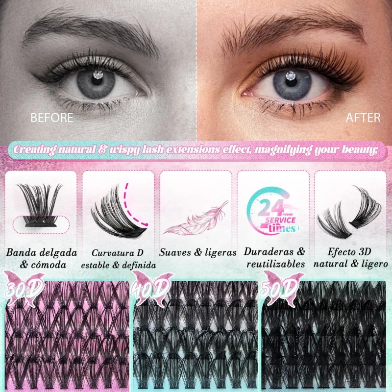 Kit De Extensiones De Pestanas 800pcs C/pegamento Capacidad