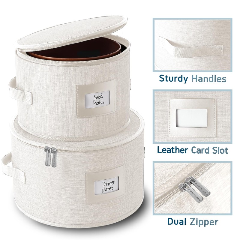 Fine China Storage Containers Hard Shell, 4 Piece Dish Storage