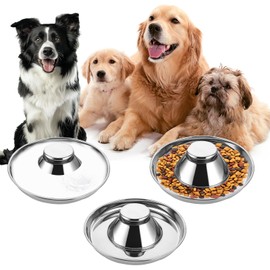 DAJAVE 3 Stück Edelstahl Welpennapf, Hundenapf Welpen, Hundefutter Wasserschale Langsam Fütternde Entwöhnungsschüssel für Kleine Hunde Katzen Haustiere (30CM)