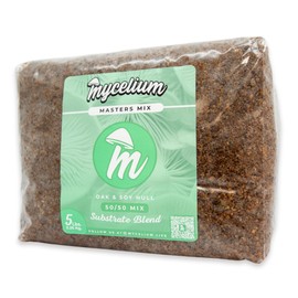Mycelium Masters Mix Substrate - Oak & Soy Hull 50/50 Blend - Ideal for Gourmet & Functional Mushrooms - Sterilized 5LB Bag for High Yield Cultivation