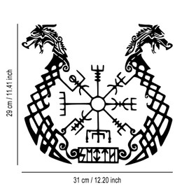 LIYOUYA Viking Dragon Metal Wall Decor - Nordic Style Room Decor Black Wall Art Home Decor for Living Room, Bedroom, Dining Room (Black)