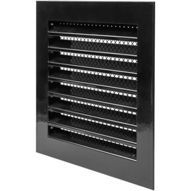 Vent Systems 8" x 8" Inch Black Square Soffit Vent Cover - Air Vent Louver - Grill Cover - Built-in Screen - HVAC Vents for Outside Use, Home Office, Kitchen - Steel Grille