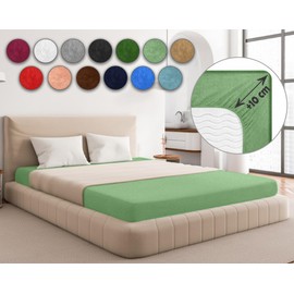 Sesto Senso Fitted Sheet 140 x 200 cm Green for Topper Terry Cloth with Elastic Band 100% Cotton