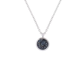 Karen Millen Crystal Dot Pendant Necklace For Women (Silver/Dark Grey Crystal)