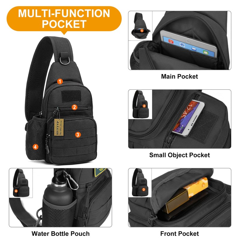 HUNTVP Tactical Military Chest Sling Bag Molle Crossbody Shoulder Pack