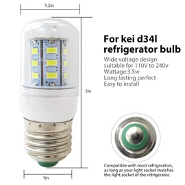 2Pack 5304511738 LED Light Bulb Refrigerator KEI D34L, KEID34L, 3418L, KEL3418L, LFSS2612TE0, FSFF2612TE0, FFSS2625TSO, FFSS2325TS0, FFSS2315TSO, LFSS2312TPO, LFSS2612TP2 by INGQI