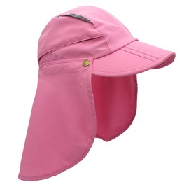 LLmoway Women Sun Protection Fishing Cap with Neck Flaps Lightweight Quick Dry Mesh Running Cap Pink