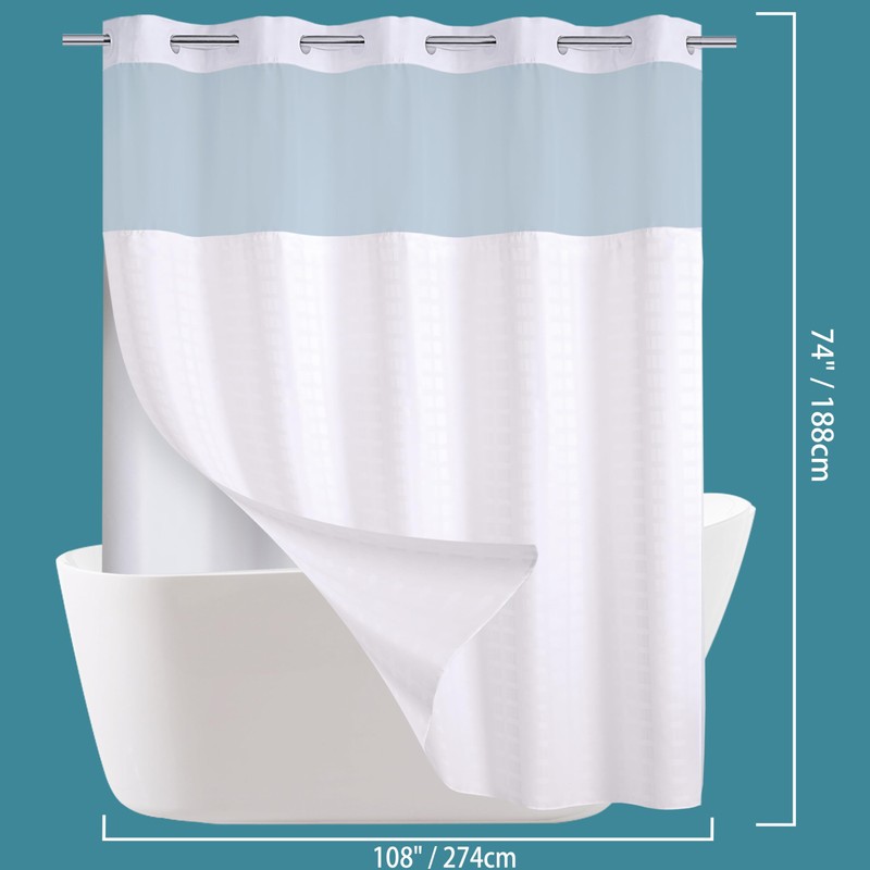 Conbo Mio Extra Wide No Hook Shower Curtain with Snap