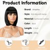Amaattee Black Bob Wig with Bangs 12 Inch Short Straight