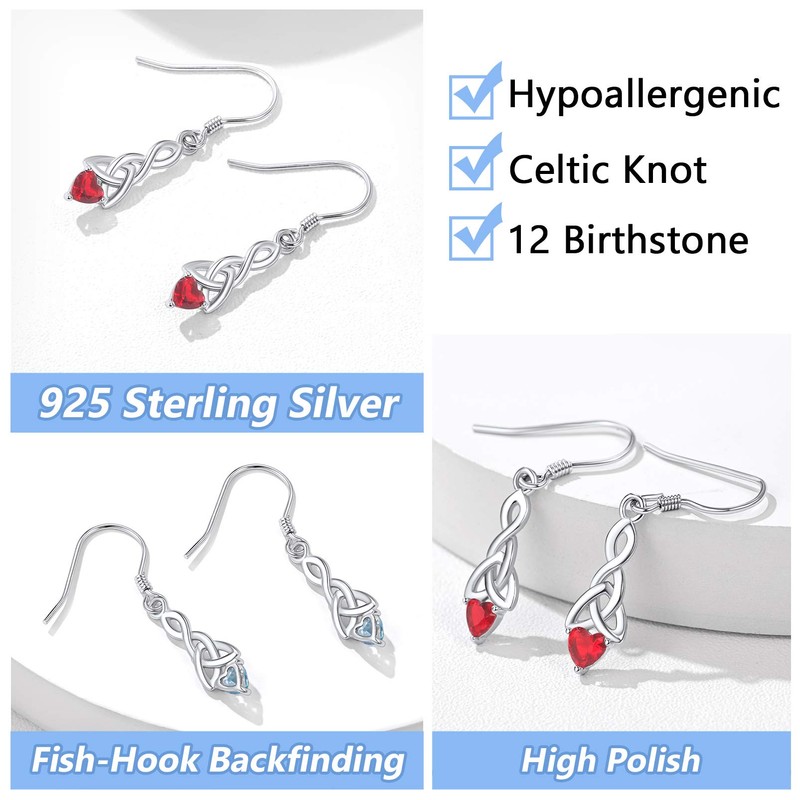 Silvora 925 Silver Earrings Celtic Knot Drop Earrings for Women