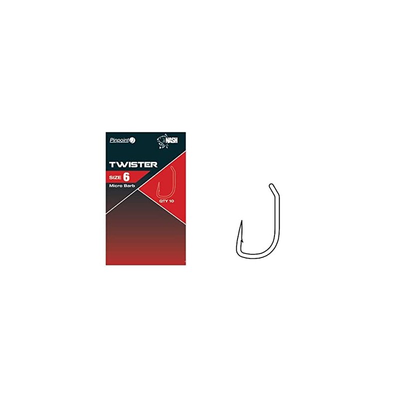 Nash Pinpoint Twister Hooks Micro Barbed Qty 10 (Size 7)