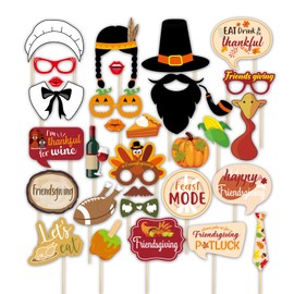 CRAWPROP 30PCS Friendsgiving Photo Booth Props Friends Party Supplies Thanksgiving Day Party Decorations