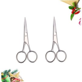 FRCOLOR 2 Pcs Stainless Steel Beard Scissors Set for Men Sharp Trimming Shears for Home and Barbershop Grooming