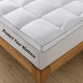TESIONE King Mattress Topper Cover - Mattress Pad - Pillow Top with Breathable Filling Mattress Cover