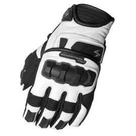 ScorpionEXO Klaw II Men's Short Cuff Hook and Loop Leather Motorcycle Riding Gloves Rib-Stretch Knuckle (White - 3X-Large)