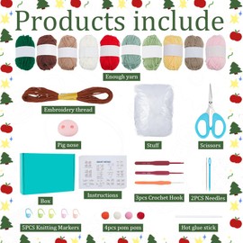 ORIGACH 4 Sets Crochet DIY Mixed Animal Christmas Tree Kit, Crochet Starter Kit with Step by Step Video Tutorial and Instruction for Christmas Party Decorations