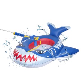 Coumy Inflatable Shark Pool Float for Kids, Pool Floats with Built-in Squirt Gun Toddler Swimming Pool Toys Ride-on Floaties for Boys Girls 3-8 Years