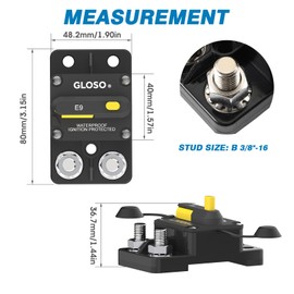 GLOSO Car Circuit Breaker 90 amp Manual Reset Waterproof Boat Truck Automotive Marine E9C