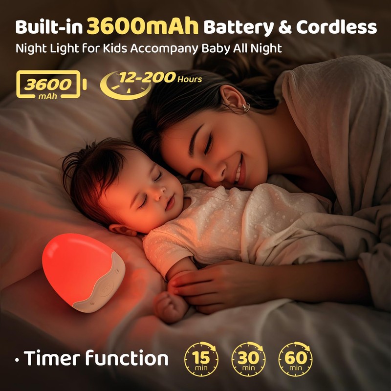 Egg Light for Nursery, 10 Brightness+10 Colors Egg Night Light