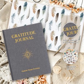 Lanpn Daily Gratitude Journal for Men Woman, The 5 Minute Gratitude Diary with Prompts, Linen Mindfulness Affirmation Positivity Planner, 156 Page Better Every Day Reflection Guided Notebook, Grey