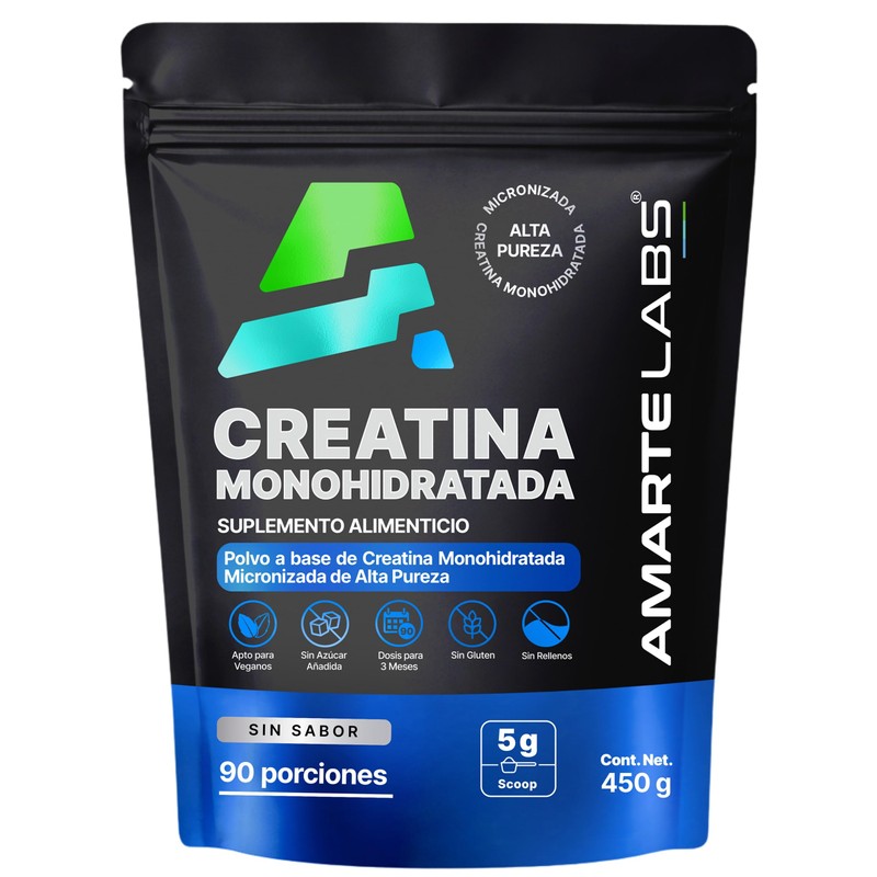 Creatina Monohidratada Micronizada 450g 90 Porciones Sin Sabor Amarte Labs