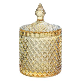 RockTrend Tarro decorativo para el hogar, para caramelos, caramelos, bufé, contenedor de almacenamiento de vidrio transparente con tapa de vidrio, grande, 16 onzas (ámbar, 16 onzas)