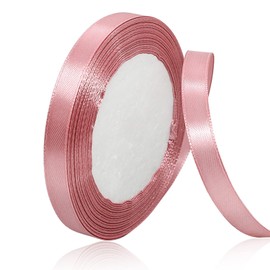 Rose Gold Satin Ribbon 3/8 Inch x 25 Yards, Solid Color Fabric Ribbon for Gift Wrapping, DIY Crafts, Hair Bows Making, Wreaths, Christmas Ornaments, Wedding Party Decoration and Sewing Projects