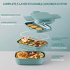 Adults Bento Lunch Box Set with Lunch Bag, 3-Tier Stackable