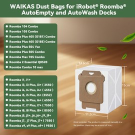Paquete de 18 104 bolsas de repuesto para iRobot Roomba 104/105 Combo, Plus 405 (G181)/(G185), Max 705 Vac, 105 Vac, Plus 504 Vac, Plus 505 Combo, Q0520 Robot Aspirador, bolsa desechable para